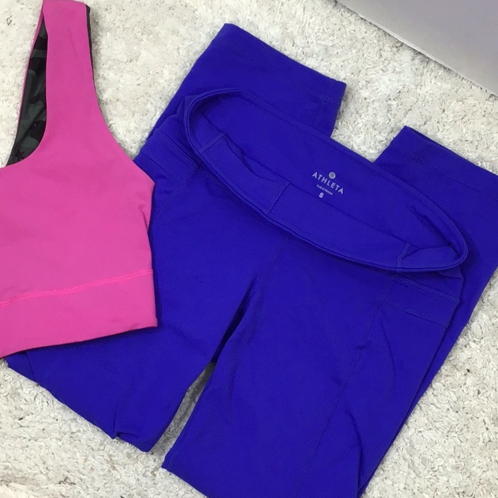 Athleta bright blue cropped leggings S